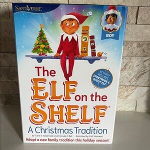NIB $30 Elf on the Shelf Box Set Boy Scout Elf with Brown Eyes with Storybook
